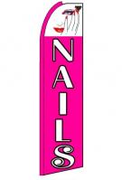 Nails Pink Feather Flag 3\' x 11.5\'