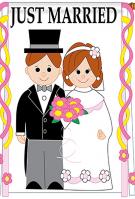 Just Married Applique House Flag