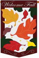 Welcome Fall Leaves Applique House Flag