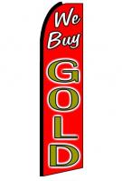 We Buy Gold (Black Sleeve) Feather Flag 3\' x 11.5\'
