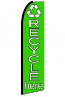 Recycle Here Green Feather Flag 3\' x 11.5\'