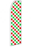 Red, White, Green Checkers Feather Flag 3\' x 11.5\'