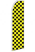 Black Yellow Checkers Feather Flag 3\' x 11.5\'