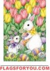 Bunnies / Tulips Garden Flag