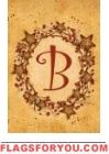 B - Vine / Berries Monogram Garden Flag