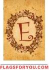 E - Vine / Berries Monogram Garden Flag