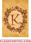 K - Vine / Berries Monogram Garden Flag
