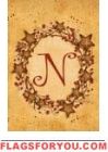 N - Vine / Berries Monogram Garden Flag