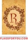 R - Vine / Berries Monogram Garden Flag
