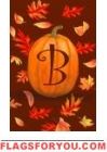 Pumpkin Leaves B - Monogram Garden Flag