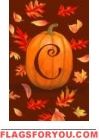 Pumpkin Leaves C - Monogram Garden Flag