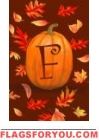Pumpkin Leaves F - Monogram Garden Flag