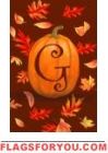 Pumpkin Leaves G - Monogram Garden Flag