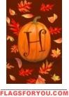 Pumpkin Leaves H - Monogram Garden Flag