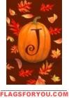 Pumpkin Leaves J - Monogram Garden Flag