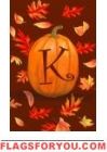 Pumpkin Leaves K - Monogram Garden Flag