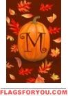 Pumpkin Leaves M - Monogram Garden Flag