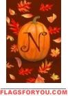 Pumpkin Leaves N - Monogram Garden Flag