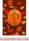 Pumpkin Leaves P - Monogram Garden Flag