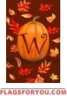Pumpkin Leaves W - Monogram Garden Flag