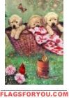 Puppy Basket Garden Flag