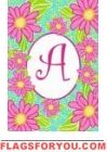 A - Pink Daisies Monogram Garden Flag