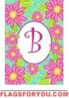 B - Pink Daisies Monogram Garden Flag