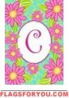 C - Pink Daisies Monogram Garden Flag