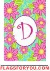 D - Pink Daisies Monogram Garden Flag