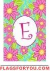 E - Pink Daisies Monogram Garden Flag