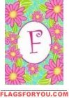 F - Pink Daisies Monogram Garden Flag