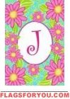 J - Pink Daisies Monogram Garden Flag