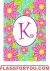 K - Pink Daisies Monogram Garden Flag