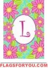 L - Pink Daisies Monogram Garden Flag