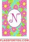 N - Pink Daisies Monogram Garden Flag