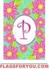 P - Pink Daisies Monogram Garden Flag
