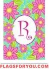 R - Pink Daisies Monogram Garden Flag