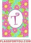 T - Pink Daisies Monogram Garden Flag