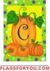 Pumpkins & Polka Dots C - Monogram Garden Flag