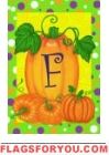 Pumpkins & Polka Dots F - Monogram Garden Flag