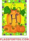 Pumpkins & Polka Dots H - Monogram Garden Flag