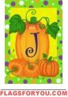 Pumpkins & Polka Dots J - Monogram Garden Flag