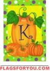 Pumpkins & Polka Dots K - Monogram Garden Flag