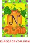 Pumpkins & Polka Dots N - Monogram Garden Flag