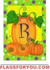 Pumpkins & Polka Dots R - Monogram Garden Flag