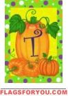 Pumpkins & Polka Dots T - Monogram Garden Flag