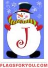 Jolly Snowman J - Monogram Garden Flag