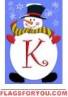 Jolly Snowman K - Monogram Garden Flag