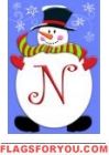 Jolly Snowman N - Monogram Garden Flag