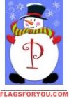 Jolly Snowman P - Monogram Garden Flag